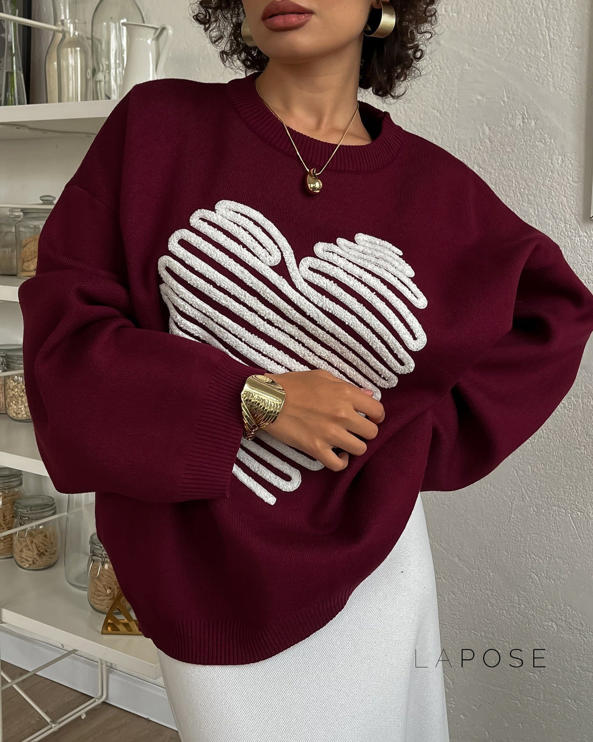Makenzie Loose Heart Pullover Sweater