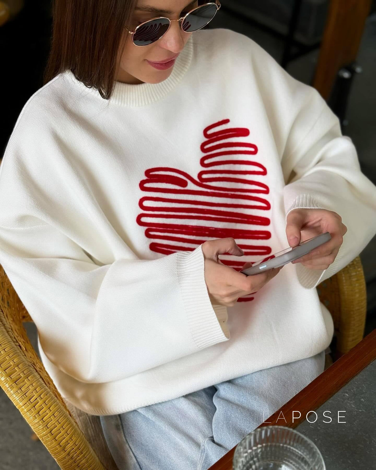 Makenzie Loose Heart Pullover Sweater