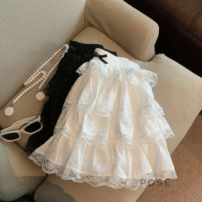 Reagen Tiered Bow Mini Skirt