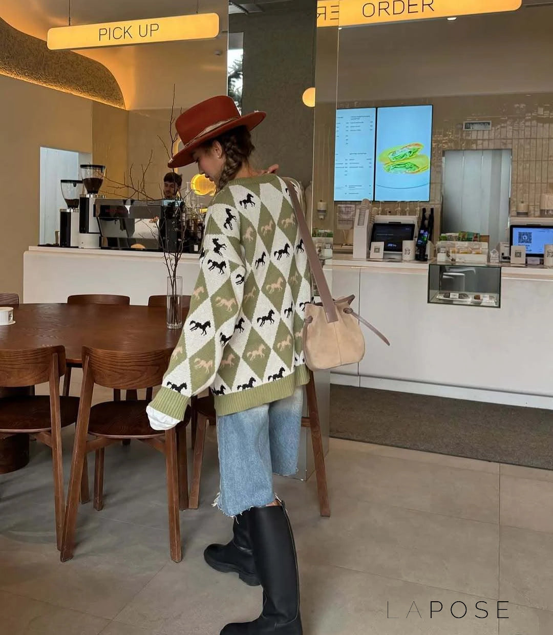 Stefania Contrast Argyle Sweater