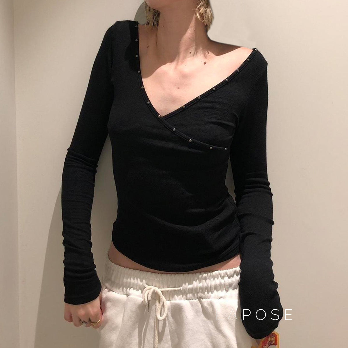 Trista V Neck Knit Sweater Top