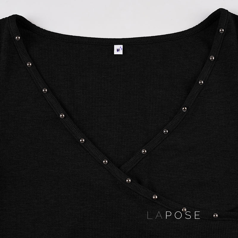 Trista V Neck Knit Sweater Top