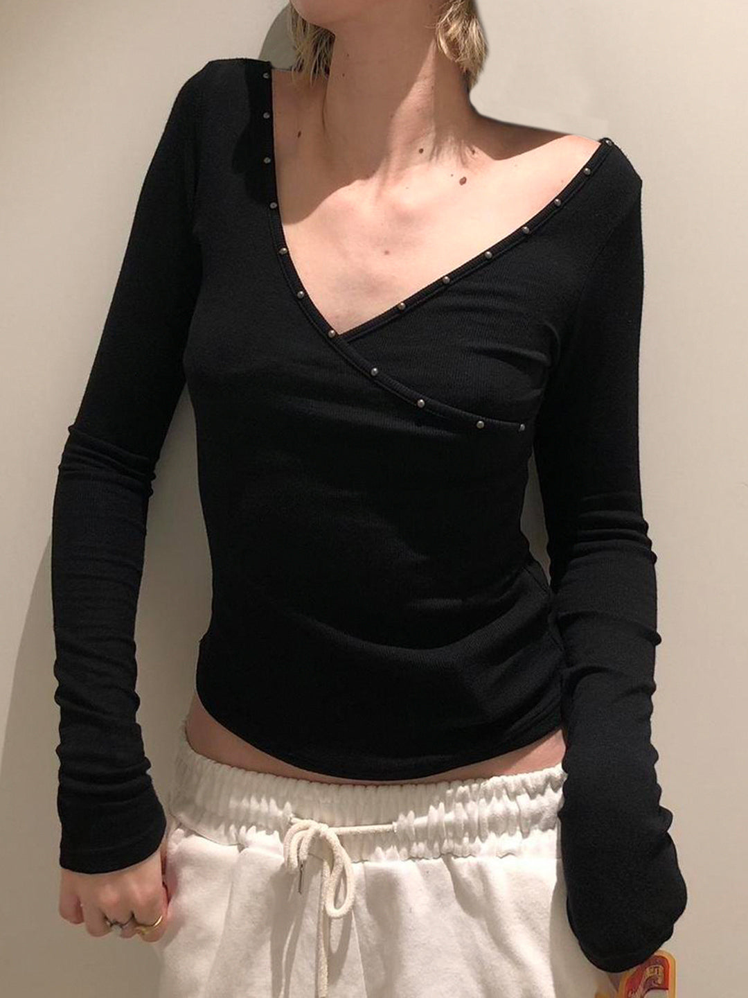 Trista V Neck Knit Sweater Top