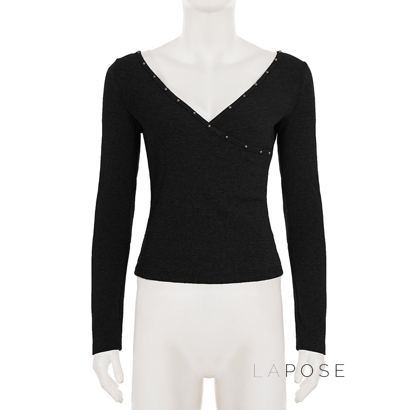 Trista V Neck Knit Sweater Top