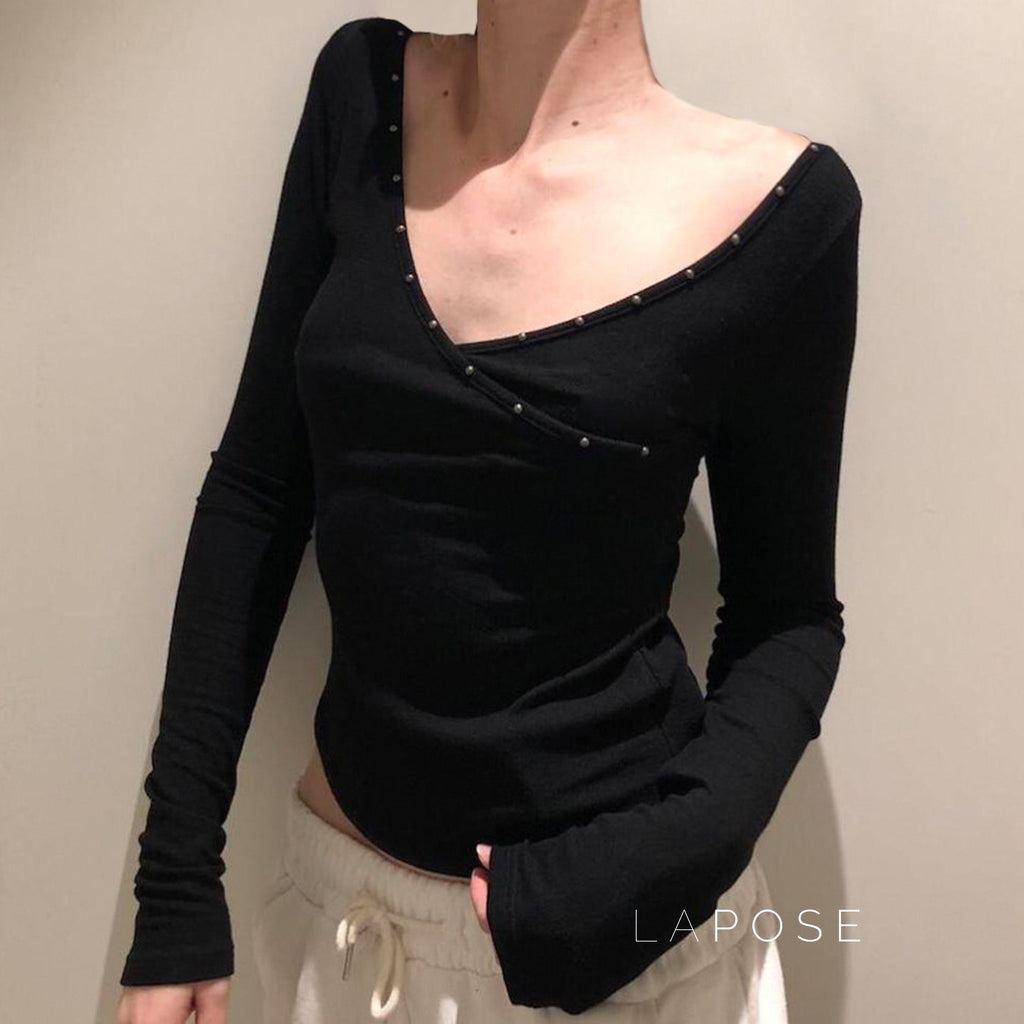 Trista V Neck Knit Sweater Top