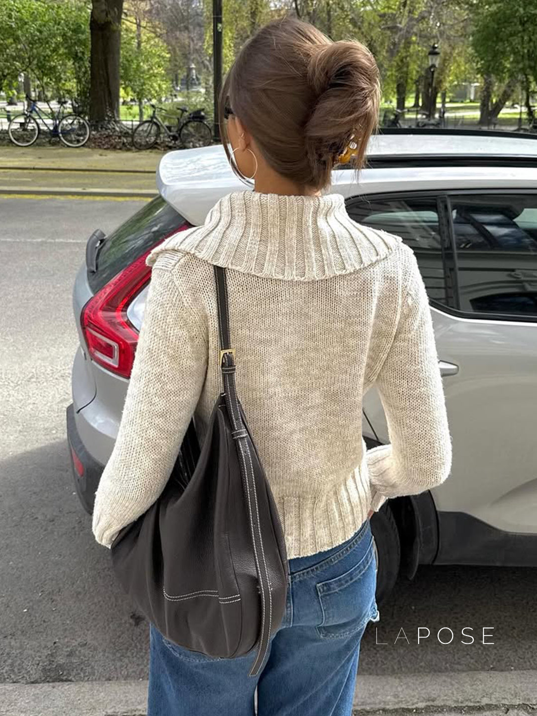 Yasmeen Cropped Collared Sweater
