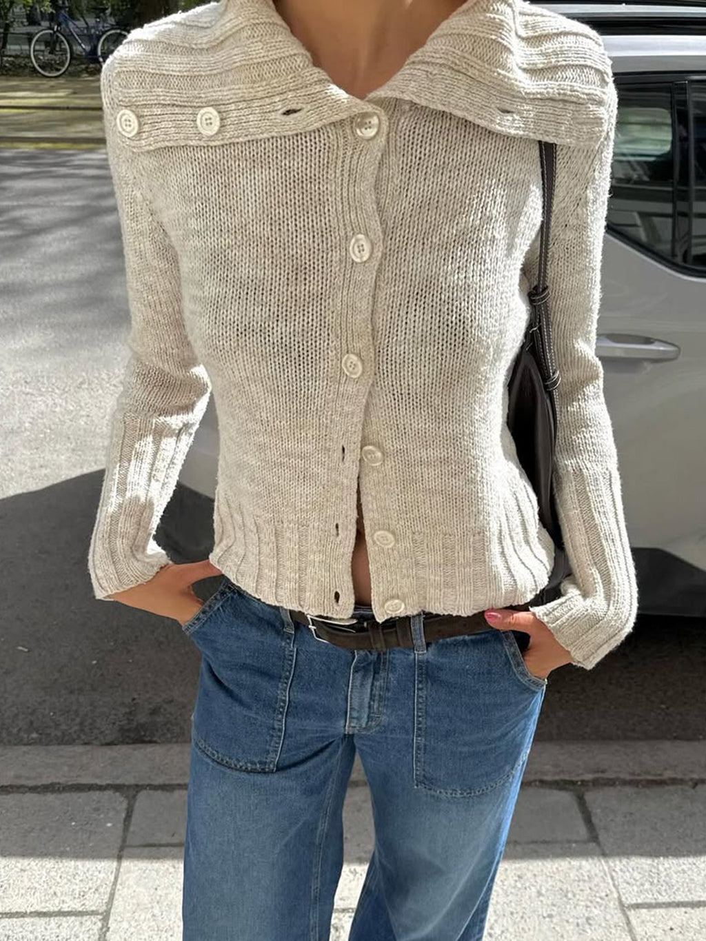 Yasmeen Cropped Collared Sweater