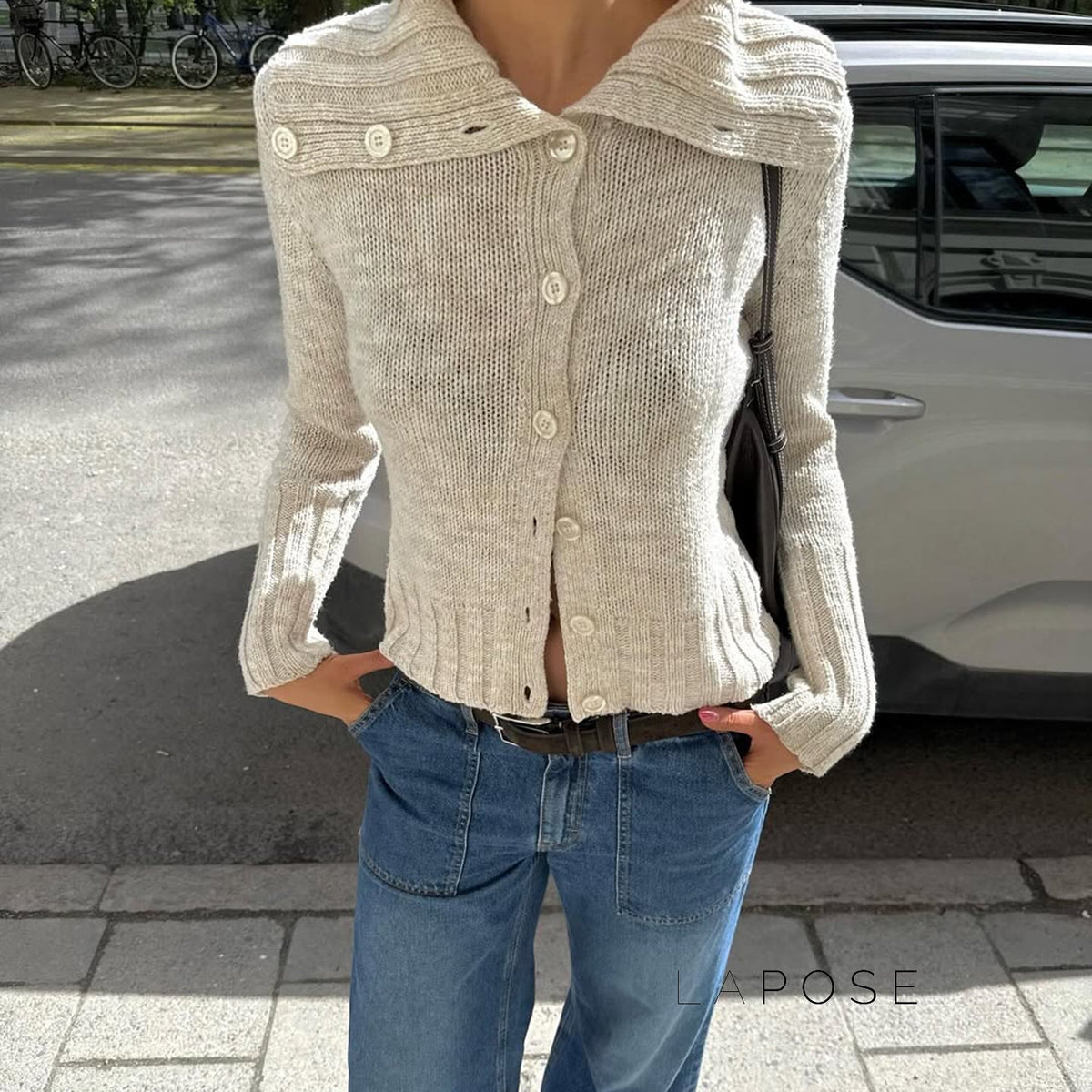 Yasmeen Cropped Collared Sweater