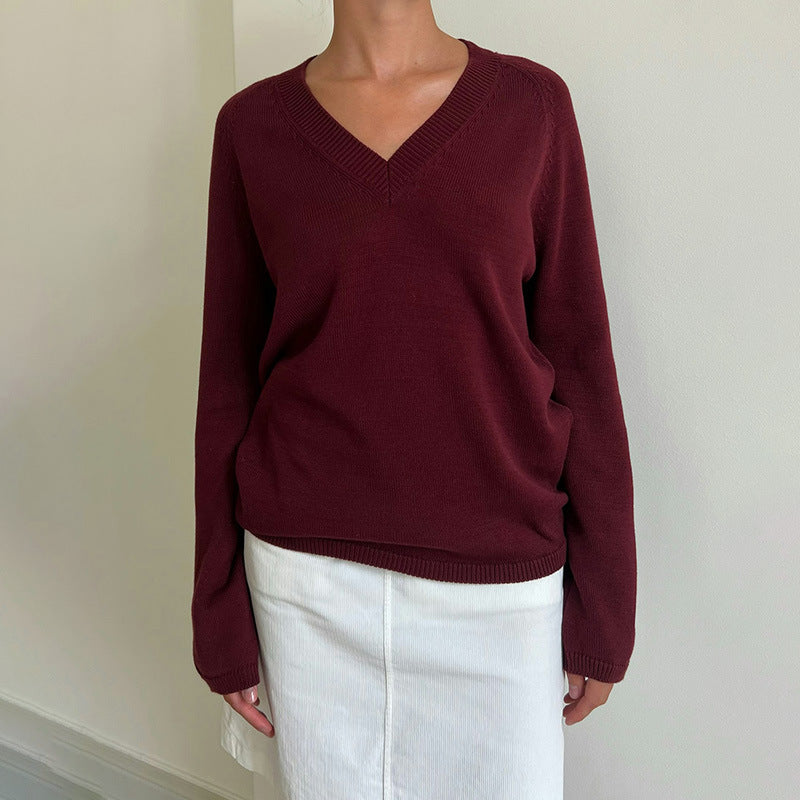 Zamya Loose Knit V-neck Sweater