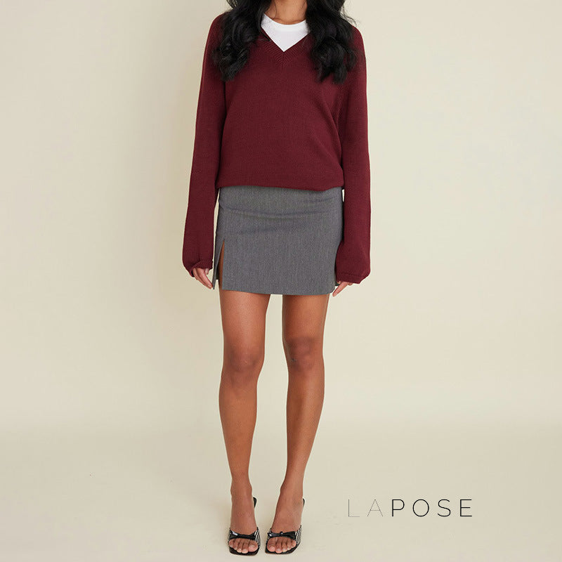 Zamya Loose Knit V-neck Sweater