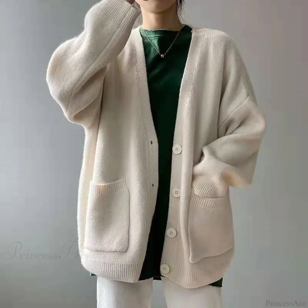 Lazy Wind Yellow Single-breasted Knit Cardigan