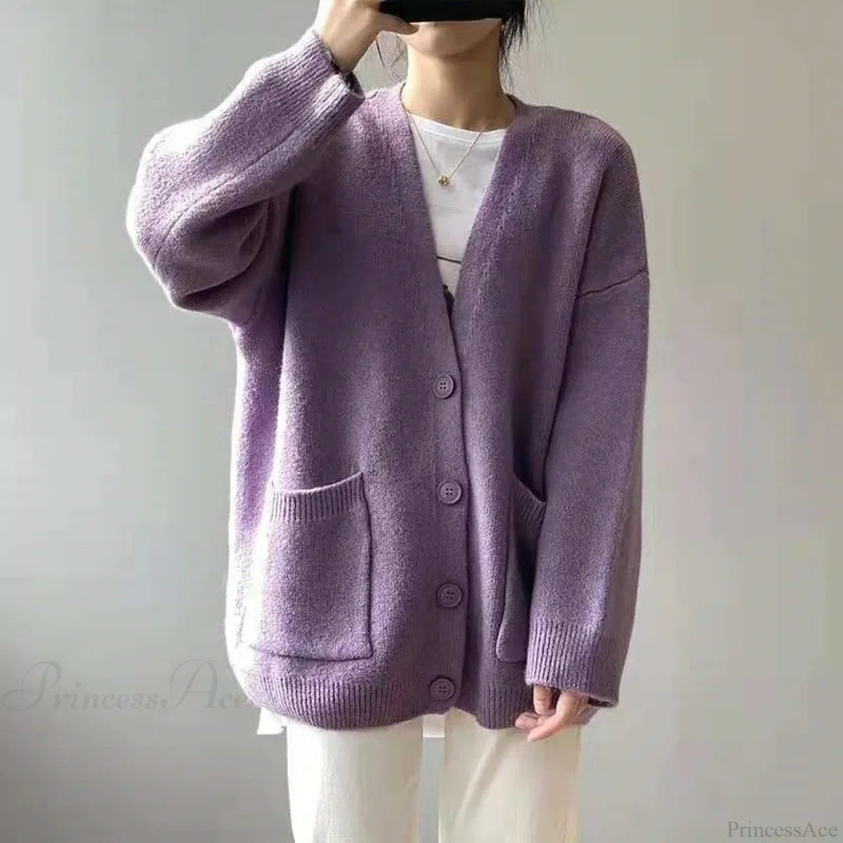 Lazy Wind Yellow Single-breasted Knit Cardigan