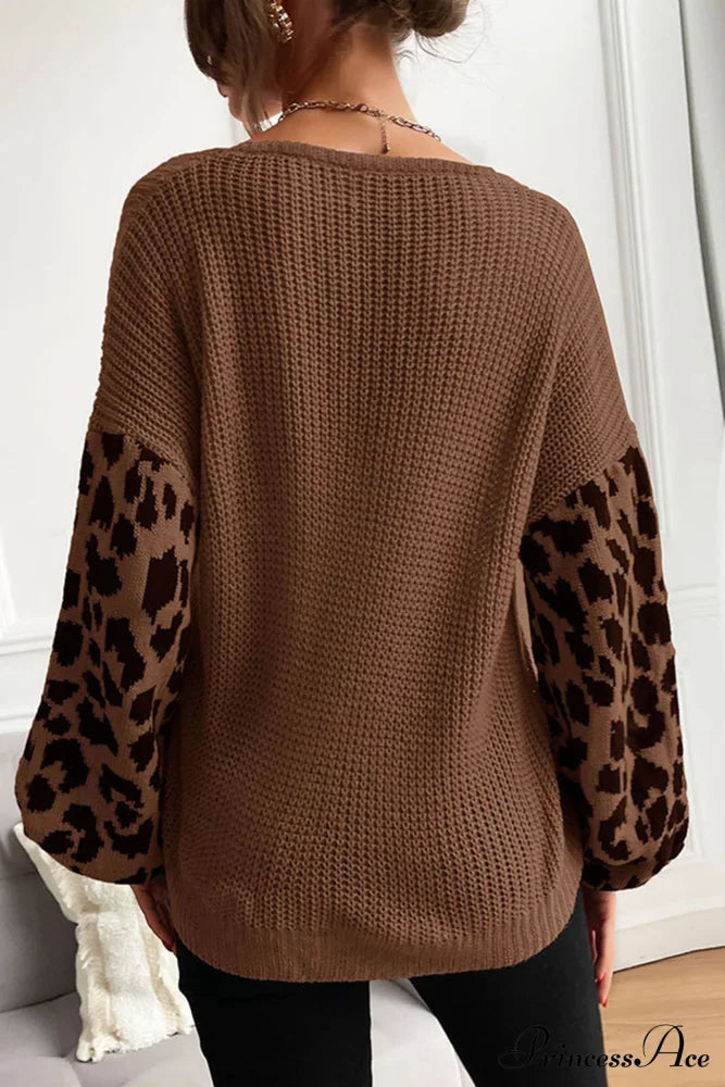 Leopard Patchwork Pullover Sweater