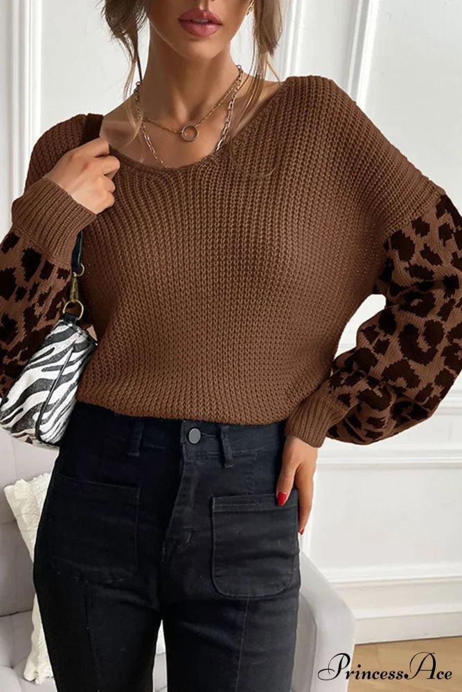 Leopard Patchwork Pullover Sweater