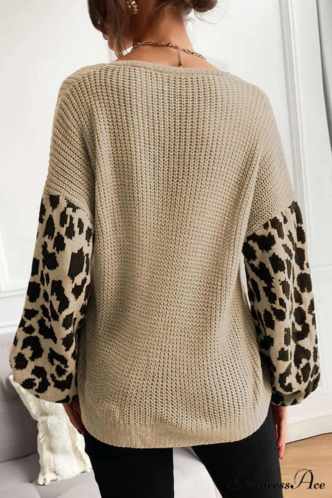 Leopard Patchwork Pullover Sweater