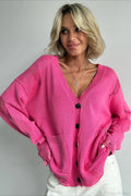 Loose Deep V Neck Knit Button Cardigan