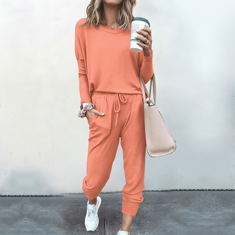 Loose Long Sleeve Top Shirt and Pants Two Piece Set