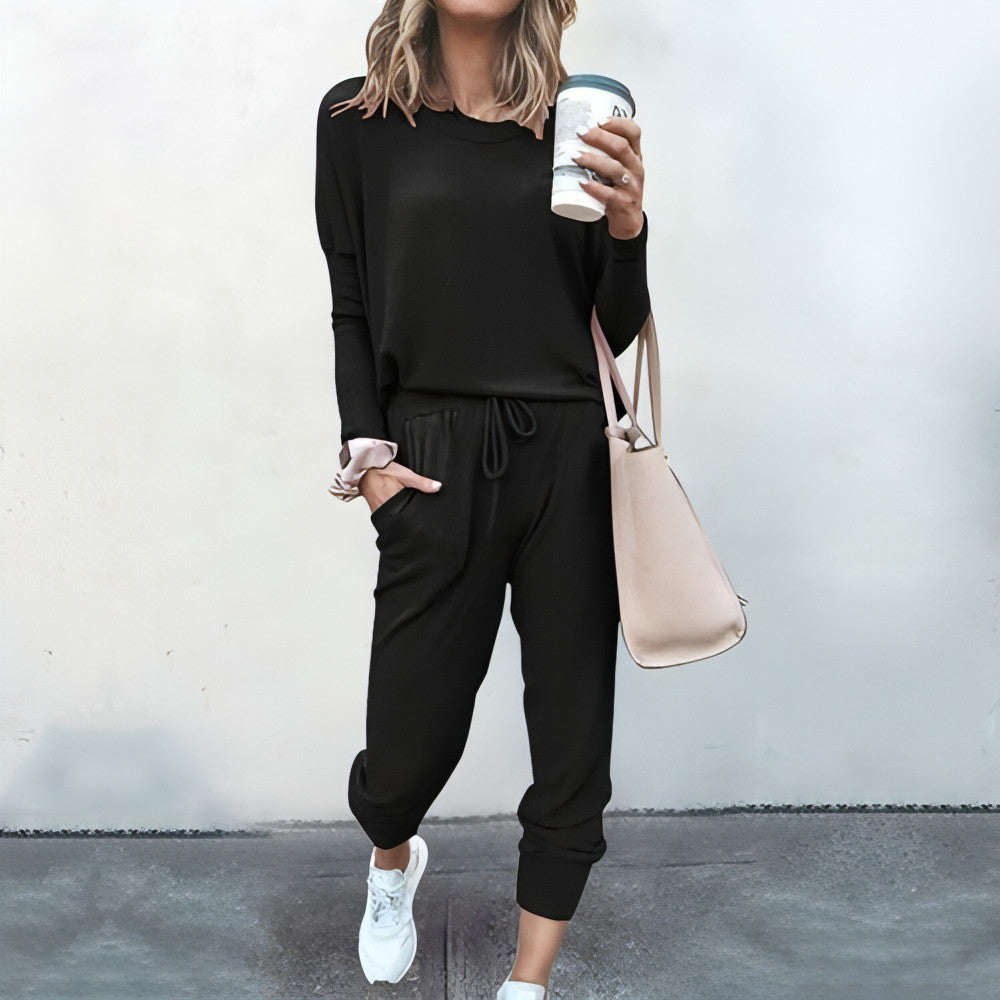 Loose Long Sleeve Top Shirt and Pants Two Piece Set