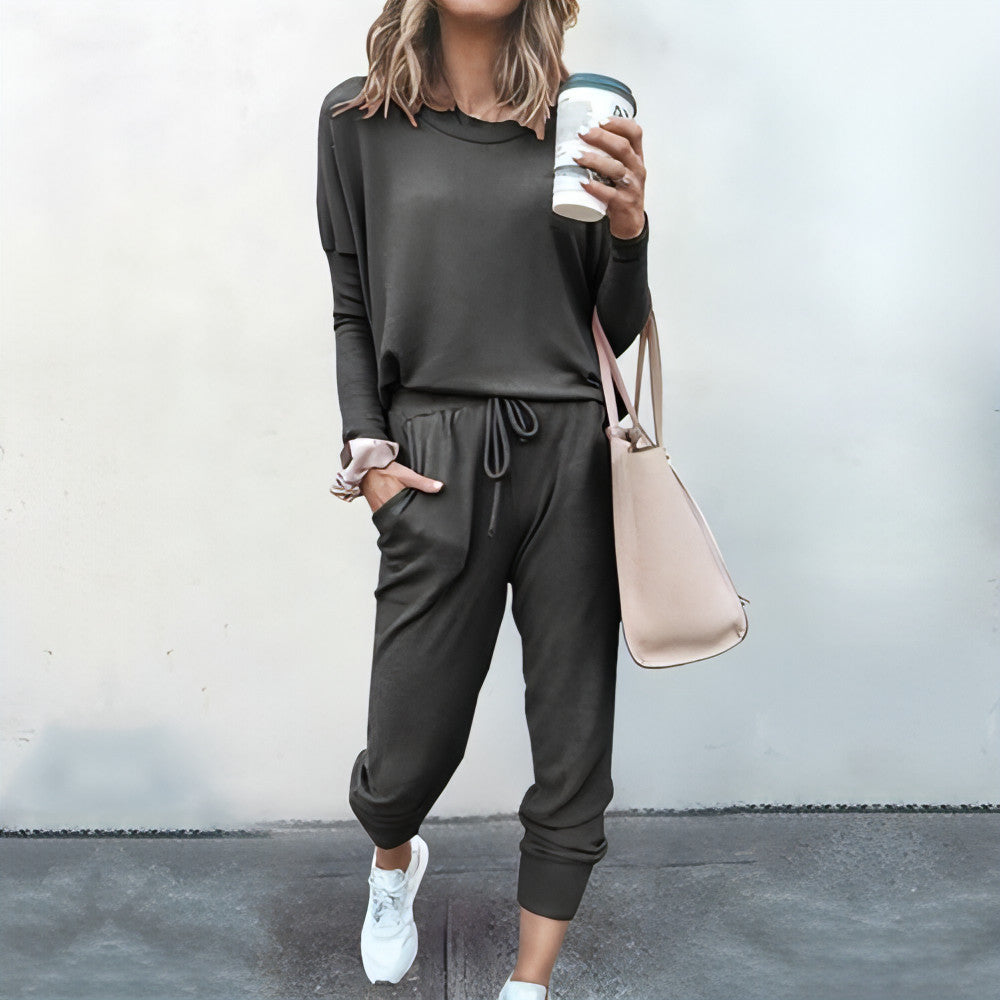 Loose Long Sleeve Top Shirt and Pants Two Piece Set