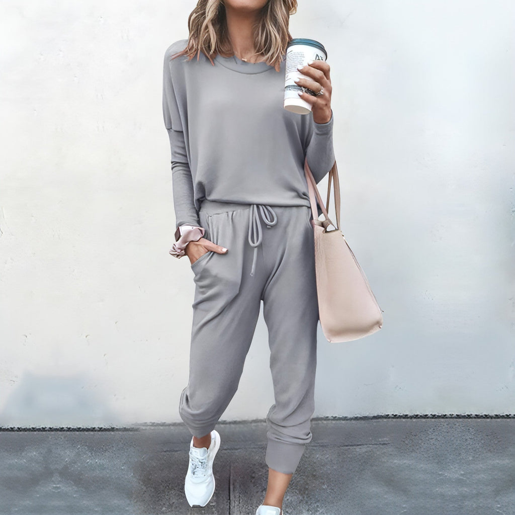 Loose Long Sleeve Top Shirt and Pants Two Piece Set