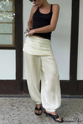 Loose Ruched Cuffed Harem Pants