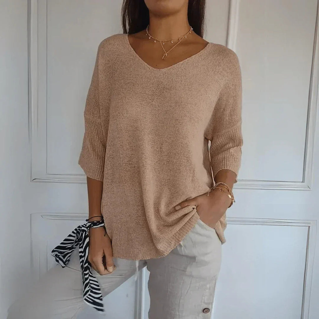 Maddie - Relaxed V-neck Sweater
