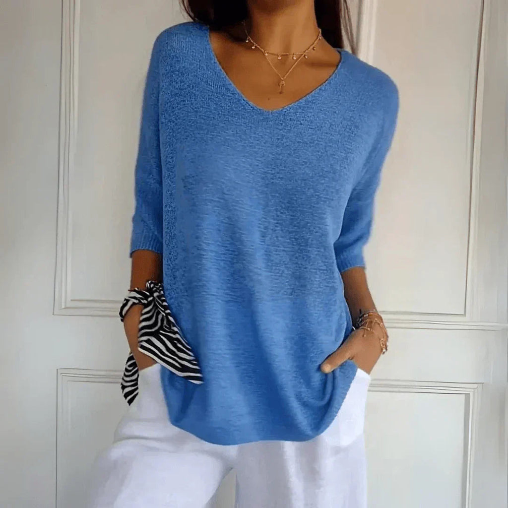Maddie - Relaxed V-neck Sweater