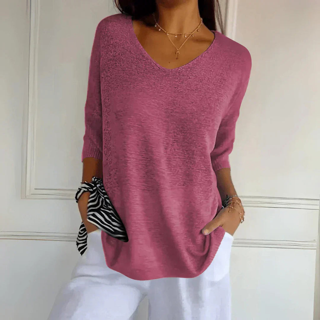 Maddie - Relaxed V-neck Sweater