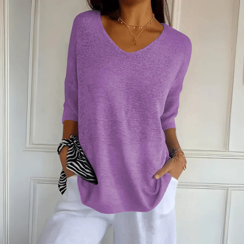 Maddie - Relaxed V-neck Sweater