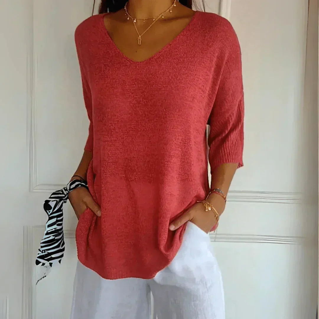 Maddie - Relaxed V-neck Sweater