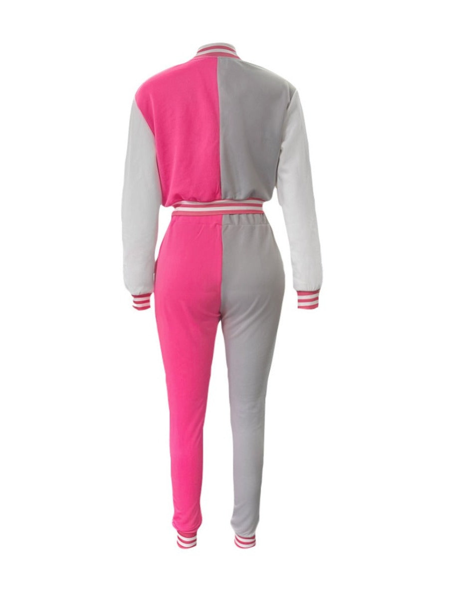 Striped Kangaroo Pocket Pants Set Bo50111