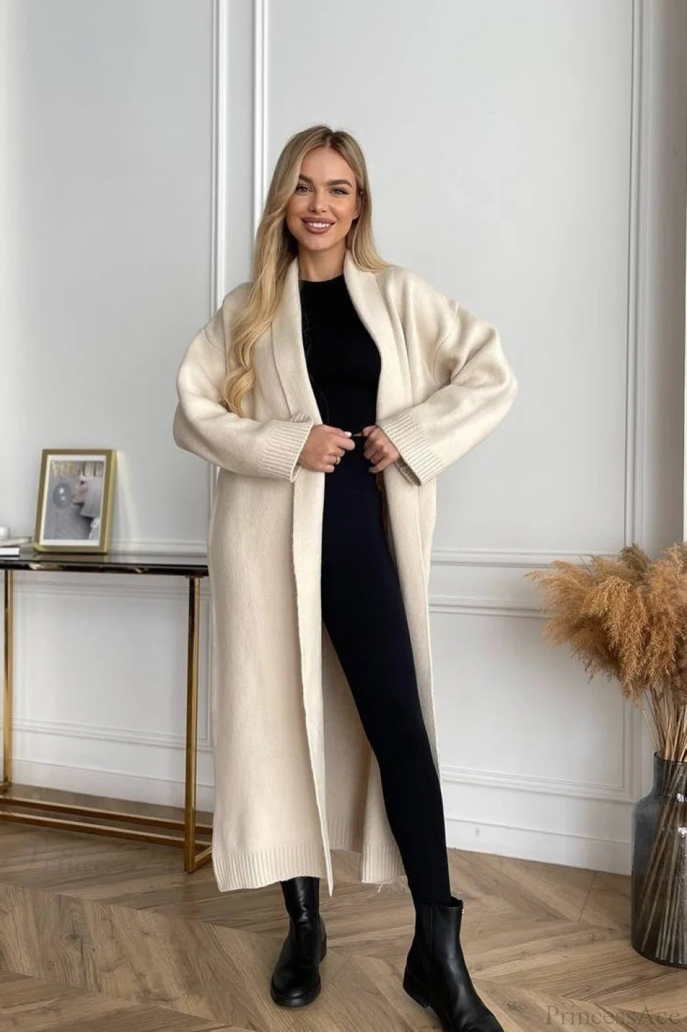 Minimalist Collarless Cardigan-inspired Overcoat