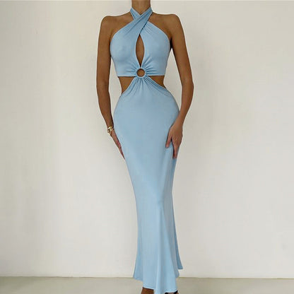 Halter Backless Holiday Maxi Dress