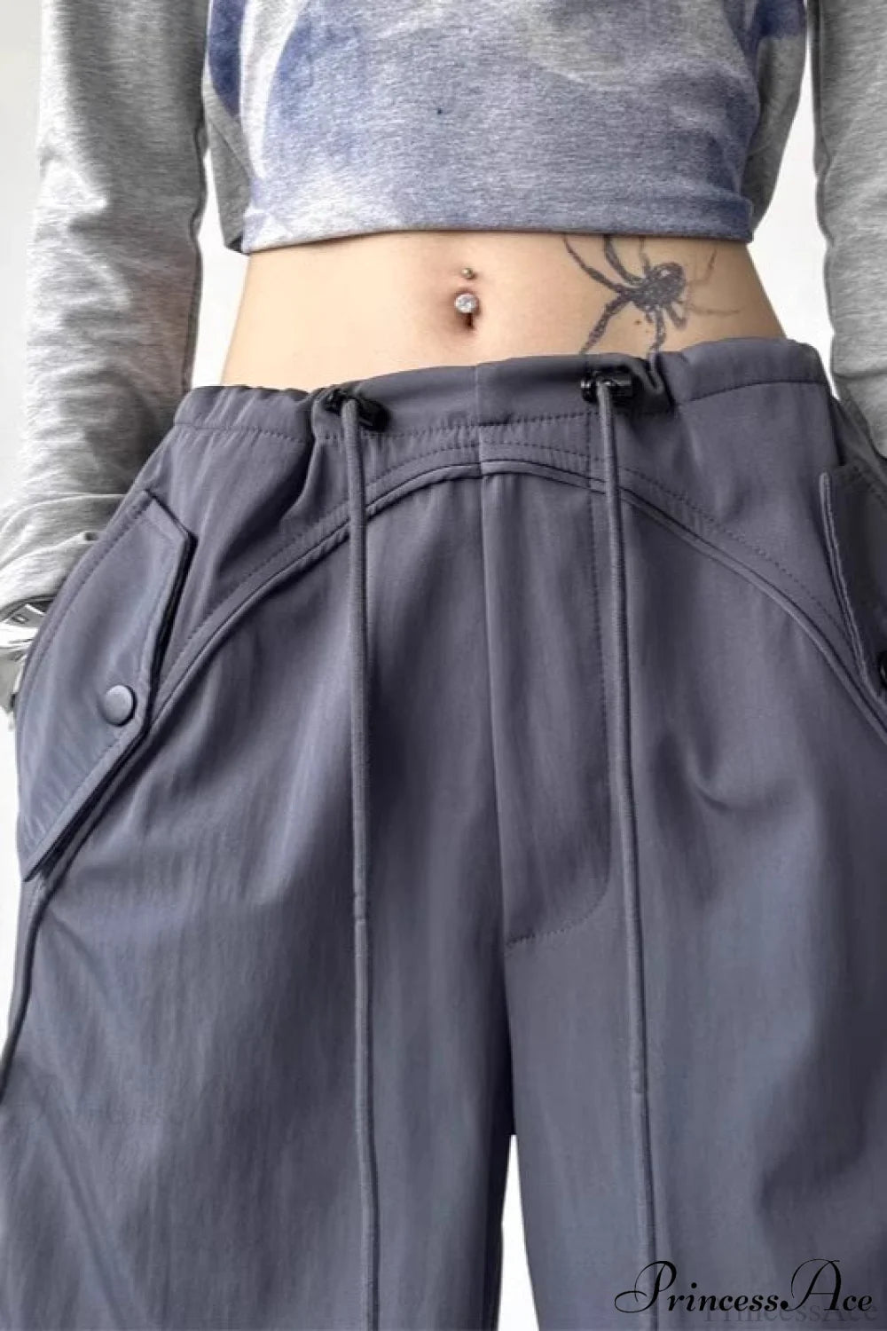 Parachute Wide-leg Cargo Pants