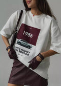 1986 Porsche Graphic Tee – Oversized White T-shirt for