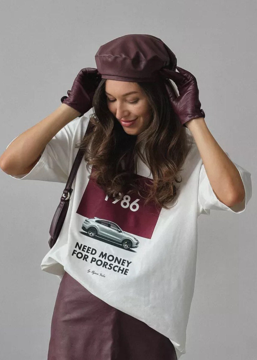 1986 Porsche Graphic Tee – Oversized White T-shirt for