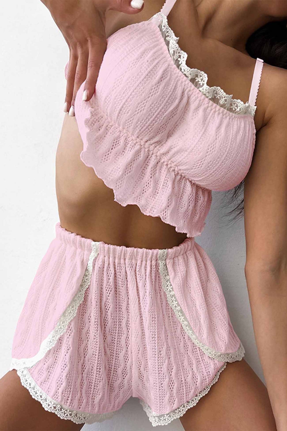 Lace Cami Top Shorts Loungewear Set