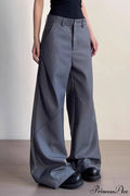 Gray Ruched Drapey Wide Leg Pants