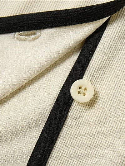 Contrast Cardigan Lapel Top & Mini Skirt Set