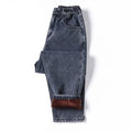 Winter Thick Fleece Warm Loose Denim Pants