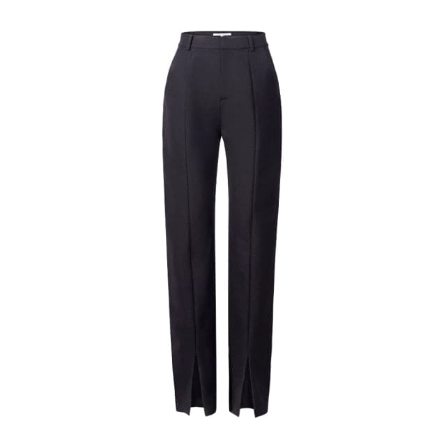 Spring New Black Pencil Pants Bottom Split Pants Simple Slim Elastic Long Trousers for