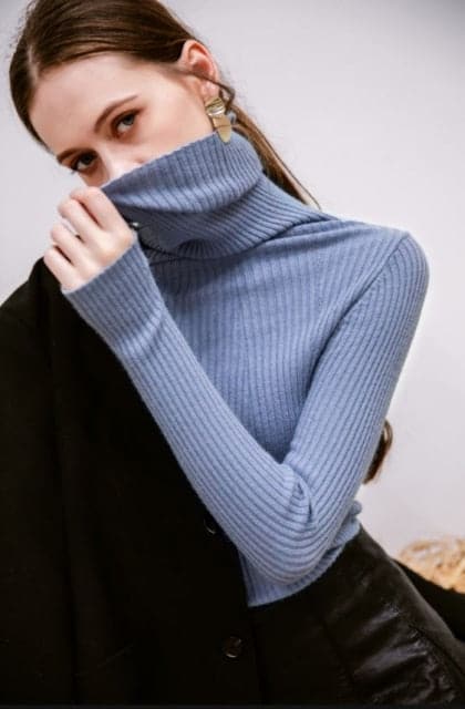Dressbetty - Korean Style Turtelneck Sweater Slim Winter Sleeve Knitted Turtelneck Sweater Pull Femme Clothing