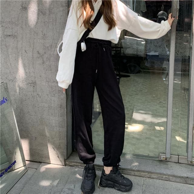 Sports Pants Oversize Gray Joggers Sweatpants Loose Track Black Jogging Trousers for Femalefashion