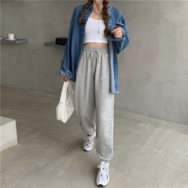 Sports Pants Oversize Gray Joggers Sweatpants Loose Track Black Jogging Trousers for Femalefashion