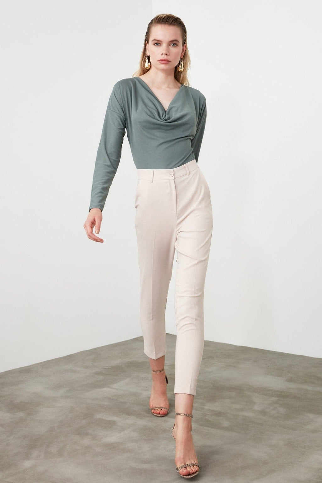 Pomegranate Flower Basic Trouser Ankle Pencil Slim Fit Pants Trouser Suits Woman Clothes