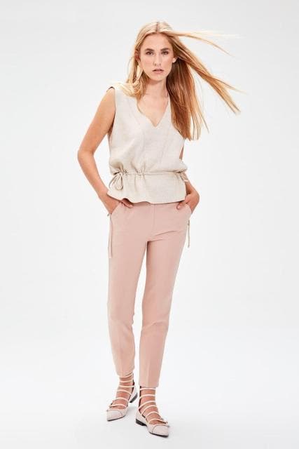Pomegranate Flower Basic Trouser Ankle Pencil Slim Fit Pants Trouser Suits Woman Clothes