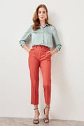 Pomegranate Flower Basic Trouser Ankle Pencil Slim Fit Pants Trouser Suits Woman Clothes