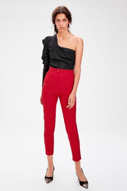 Pomegranate Flower Basic Trouser Ankle Pencil Slim Fit Pants Trouser Suits Woman Clothes