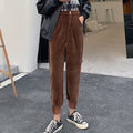 Winter Corduroy Pants Thick Warm Zipper Elastic High Waist Pencil Pant Causal Loose Baggy Trousers