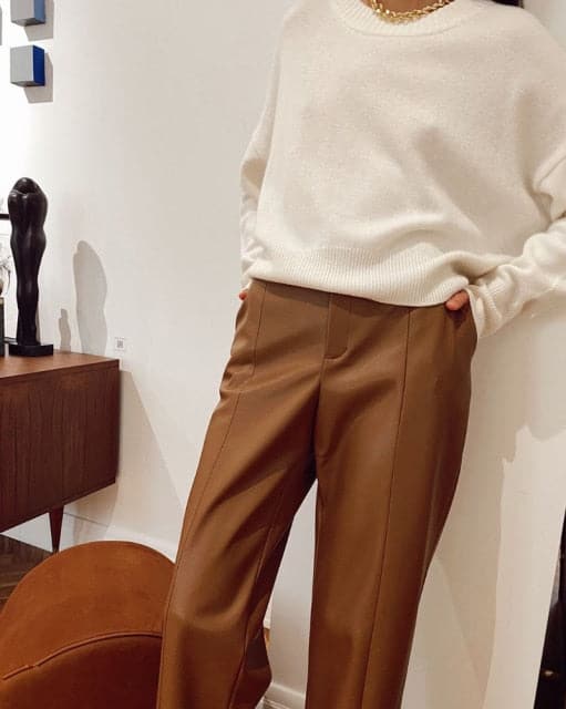 Spliced Pu Leather Pants